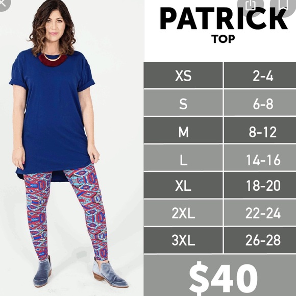 NWT LuLaRoe Patrick Top with paisley like pattern - Picture 5 of 8